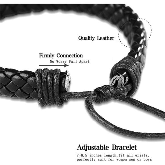 18pc Braided Leather Bracelets for Men Women Woven Cuff Wrap Bracelet Wood Beads - Picture 4 of 6